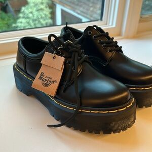 Dr. Martens Black Ankle Boots with Yellow Stitching